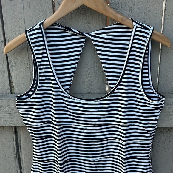 NWT Cache Black and White Striped Layered Tank Top Nautical Punk Rockabilly Sz M - Picture 2 of 6